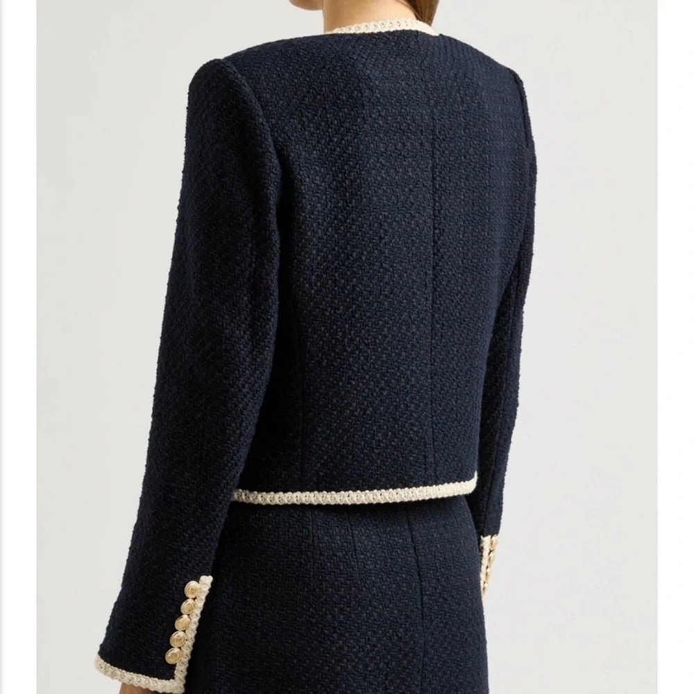 Veronica Beard Mabel Tweed Jacket Navy , Size 2 - Picture 3 of 15